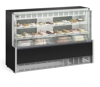 Balcao Vitrine Refri. Confeitaria  GPEA-175R PR Linha Aurora Vidro Reto Gelopar 1.73m 220v