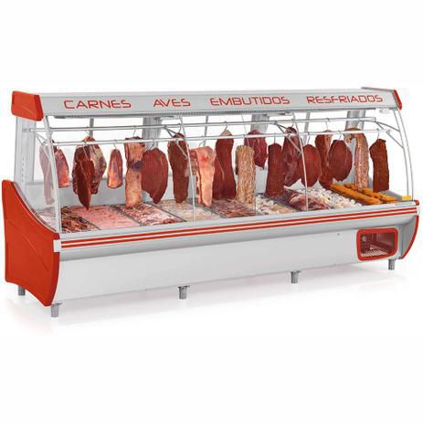 Balcão De Açougue  Expositor Horizontal GSRB-310D com Depósito Refrigerado Rubi Cristal Gemini Gelopar 220v