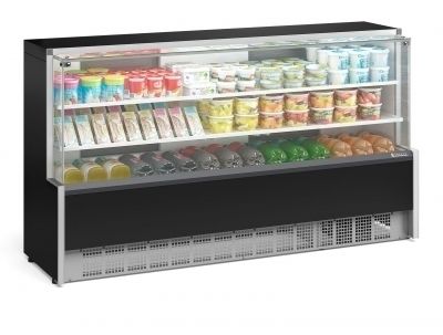 Balcao Vitrine Refrig 2 Placas Frias GPDA-205R PR  Linha Aurora Vidro Reto Gelopar Preto 220v