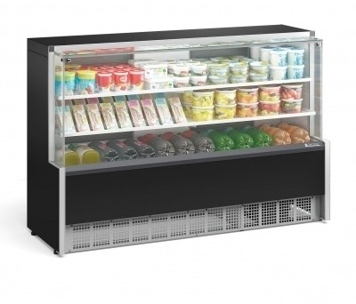 Balcao Vitrine Refrigerada  2 Placas Frias GPDA-175R PR  Linha Aurora Vidro Reto Gelopar 220v