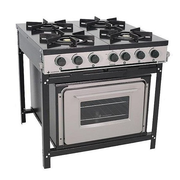 Fogão a Gás Bravo 4 Bocas BR4BF Com Forno CINZA Met Venâncio