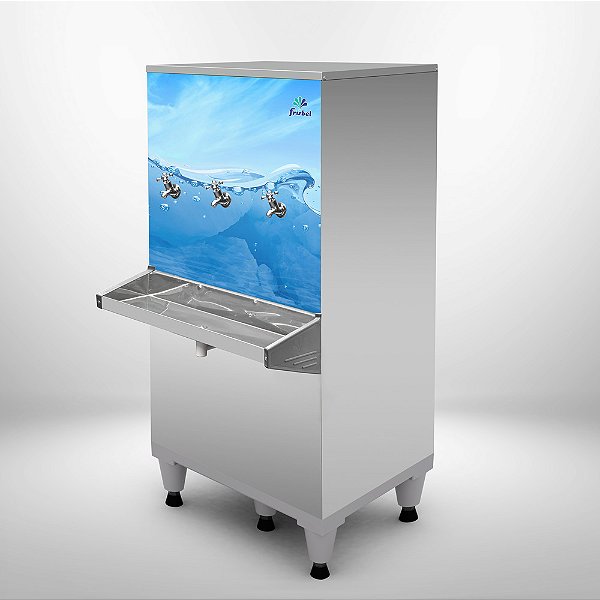Bebedouro Industrial de Coluna  Inox 100 Litros 3 Torneiras 220v Frisbel