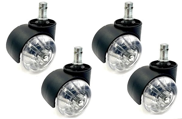 Kit com 4 Rodízios para Cadeira de Escritório Giratória | Deslizamento Suave e Silencioso