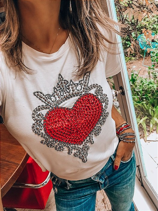 Camiseta T-Shirt Coração Off White