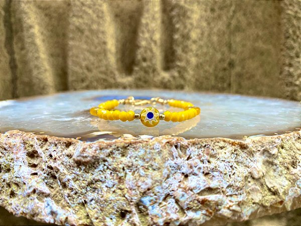 Pulseira Mini Cristais Amarela