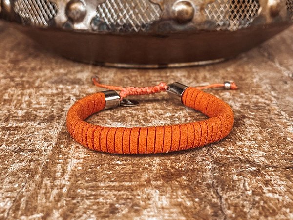 Pulseira Camurça Laranja Escuro