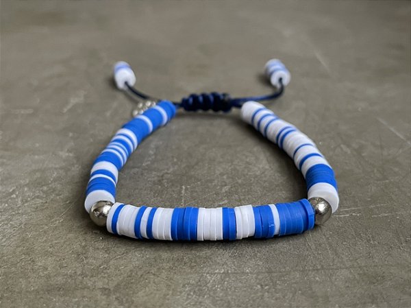 Pulseira Borrachinhas Azul e Branco