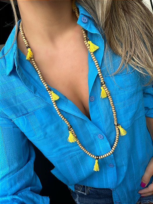 Colar Longo Tassel Amarelo