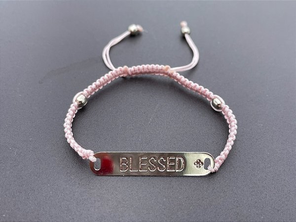 Pulseira  Macramê Rosa “Blessed”