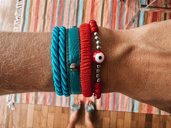 Kit de Pulseiras Azul e Vermelha