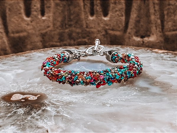 Pulseira Colorida com Pingente Coração