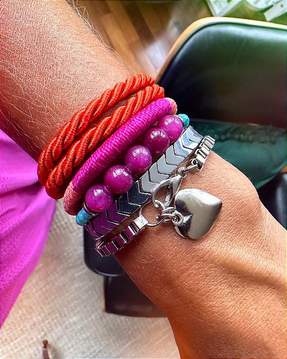 Kit de Pulseiras Fúcsia e Coral