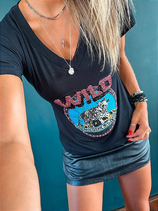 Camiseta T-Shirt Preta Wild - Tam P