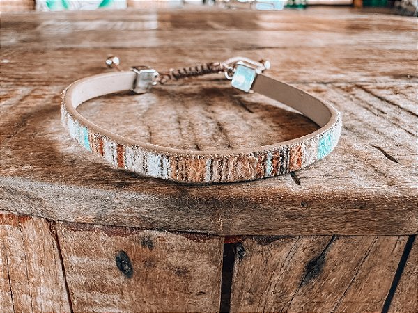 Pulseira Listrada Bege e Azul