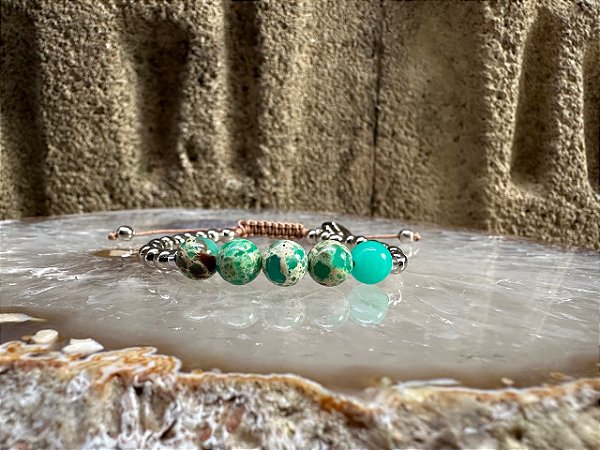 Pulseira Pedra Natural Jásper Imperial Verde