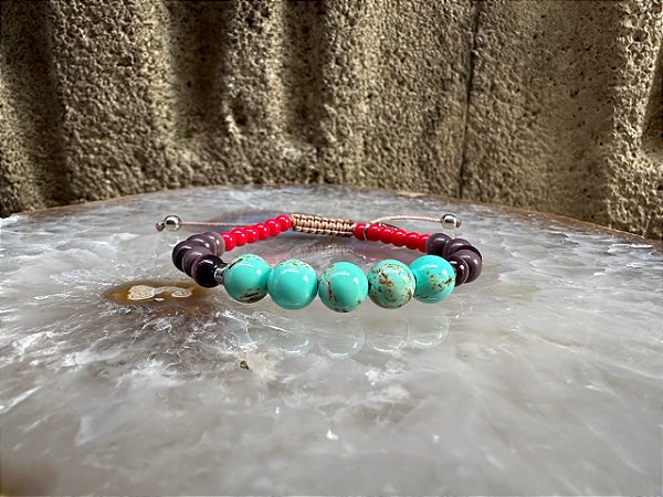 Pulseira Pedra Natural Abalone Verde com Roxo e Laranja