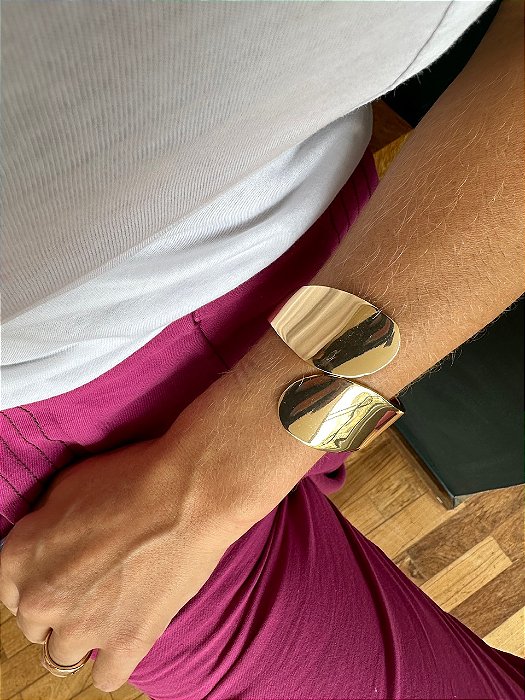 Pulseira Bracelete Arredondado Dourada