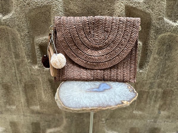 Bolsa Clutche de Palha Marrom