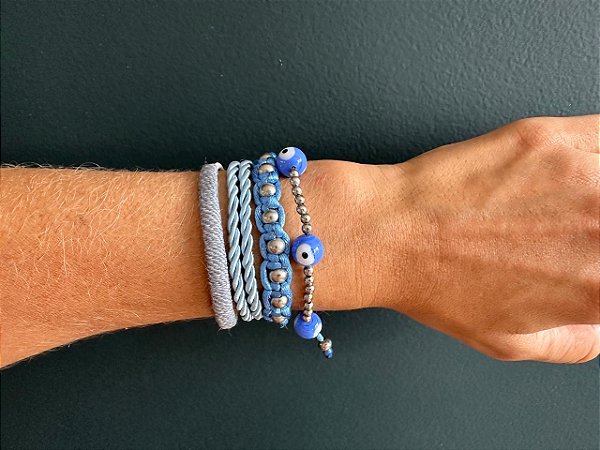 Kit de Pulseiras Azuis com Olho Grego Azul