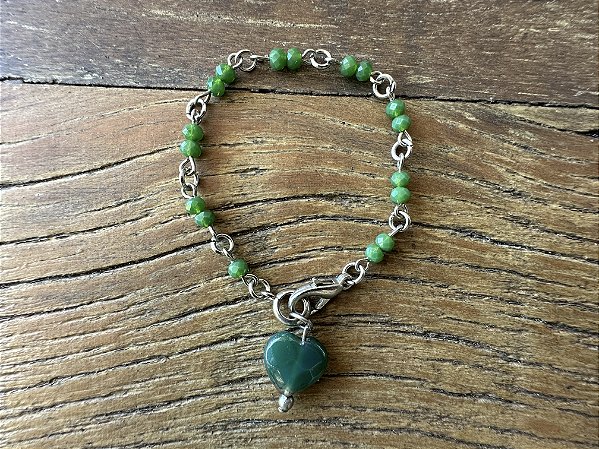 Pulseira Verde com Pingente Coração