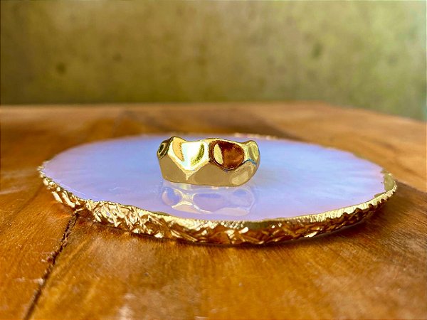Anel Regulável Orgânico Dourado