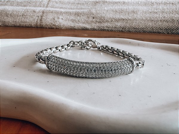 Pulseira Prateada com Zircônia