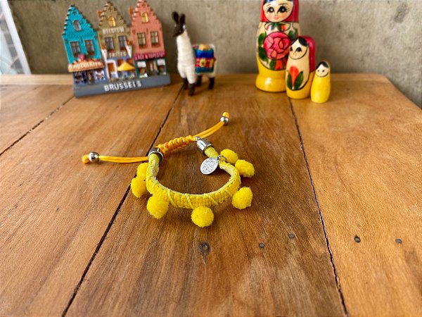 Pulseira Infantil Pompom Amarelo