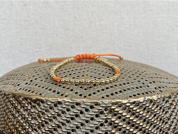 Pulseira Basic Dourada Laranja com Nós