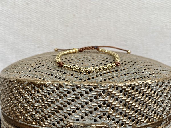 Pulseira Basic Dourada Marrom com Nós
