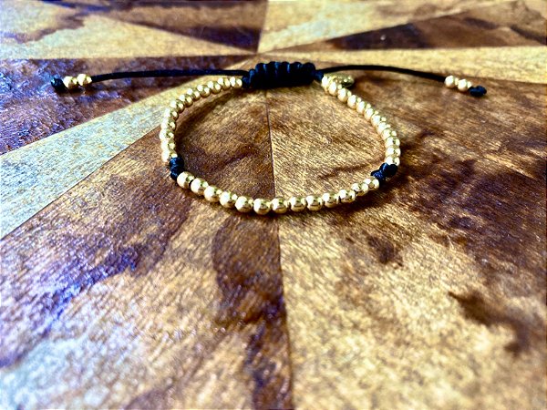 Pulseira Basic Dourada Preta com Nós