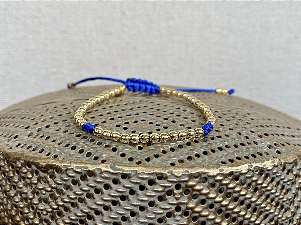 Pulseira Basic Dourada Azul-marinho com Nós
