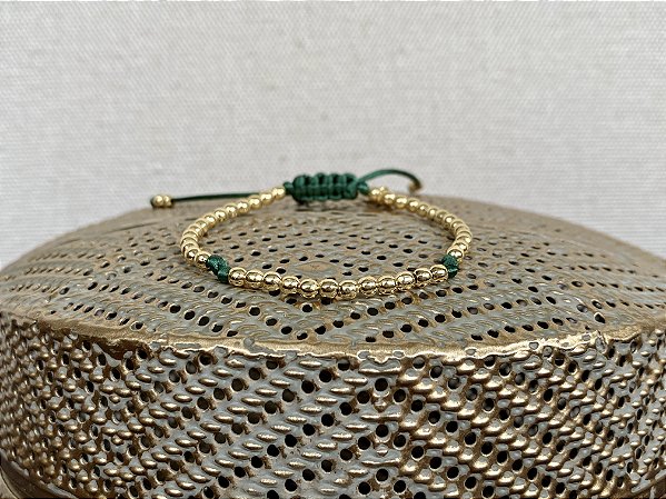 Pulseira Basic Dourada Verde com Nós