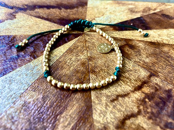 Pulseira Basic Dourada Verde com Nós