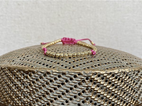 Pulseira Basic Dourada Pink com Nós