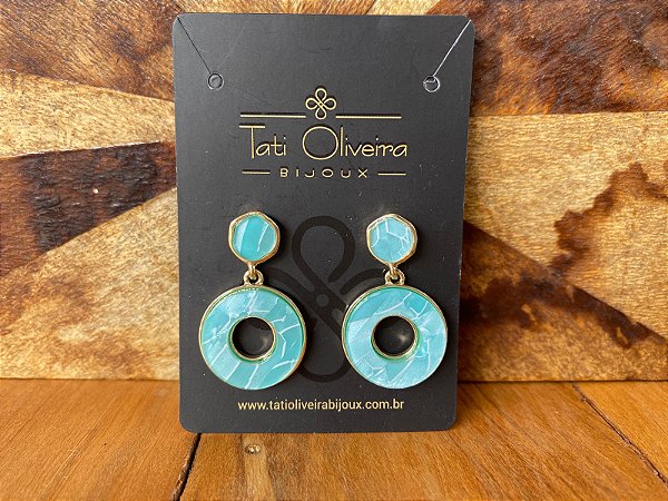Brincos Redondo Azul Turquesa