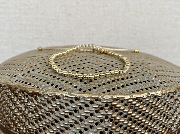 Pulseira Basic Dourada Bege Claro com Nós