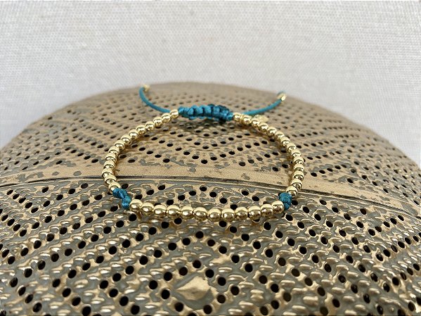 Pulseira Basic Dourada Azul com Nós