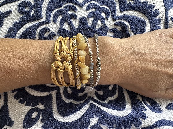 Kit de Pulseiras Amarelo Mostarda
