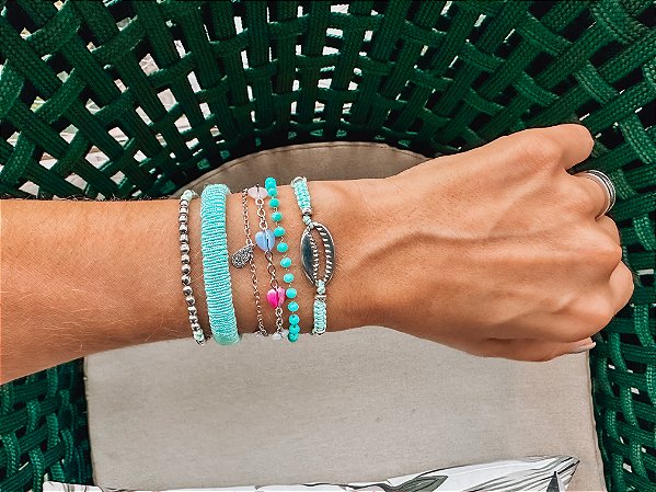 Kit de Pulseiras Douradas Azul Turquesa