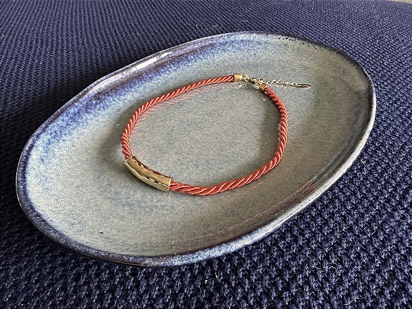 Colar Cordão de São Francisco Laranja e Dourado