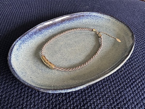 Colar Cordão de São Francisco Bege e Dourado