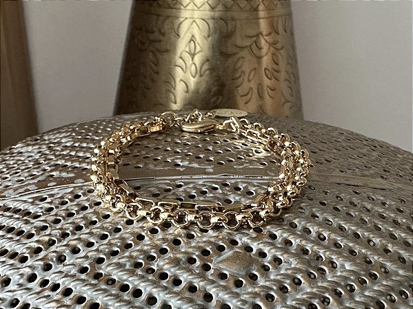 Pulseira Dourada Corrente Dupla