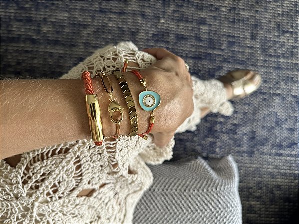 Kit de Pulseiras Laranja e Azul