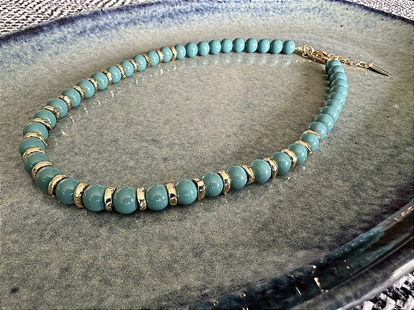 Colar Azul e Dourado