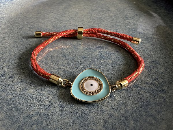 Pulseira Laranja com Olho Grego Azul