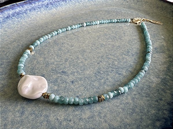 Colar Pedra Jade Azul