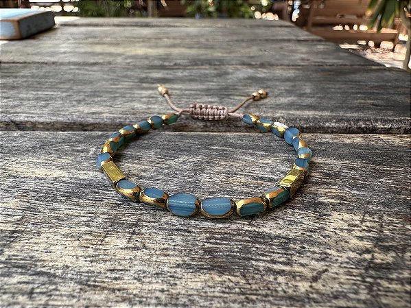 Pulseira Cristais Facetados Azul