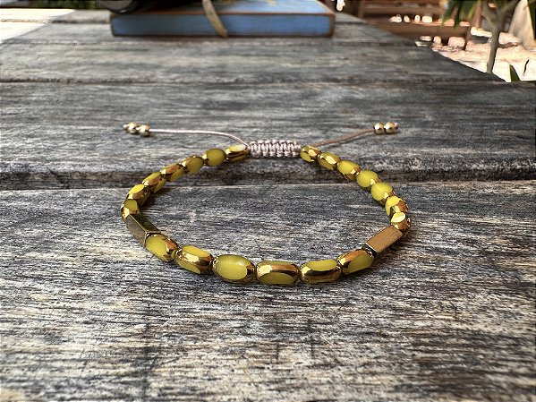Pulseira Cristais Facetados Amarela