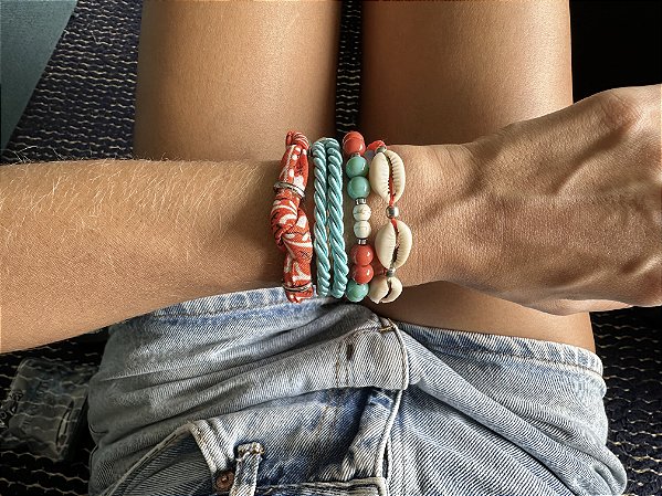 Kit de Pulseiras Bandana Laranja