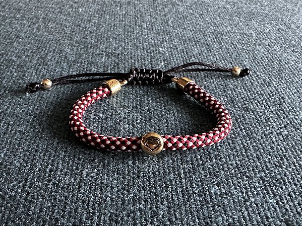 Pulseira Corda Náutica Mescla Preta e Vermelha